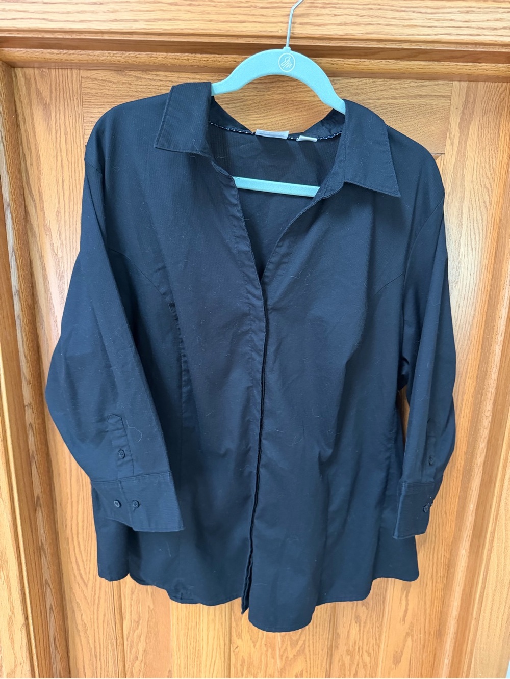 Riders by Lee Dress Shirt Womens 3X Black Casual Collared Button Down Top